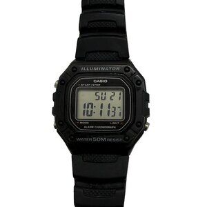 Casio Illuminator Men's Watch 3224 W-218H Black Resin Band Alarm Chrono WR 50M
